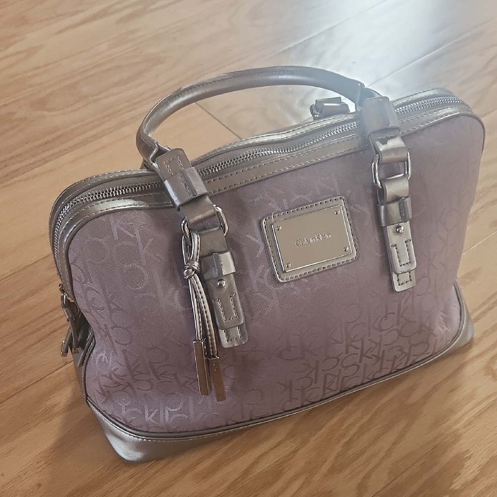 Calvin Klein Brown and Silver Satchel